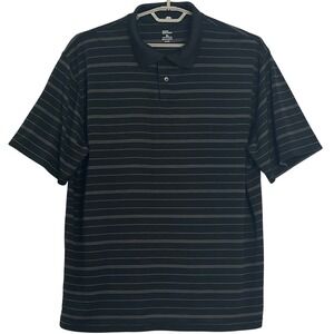 Marc Edwards Mens Polo Shirt XL Black Striped Short Sleeve Lightweight Golf